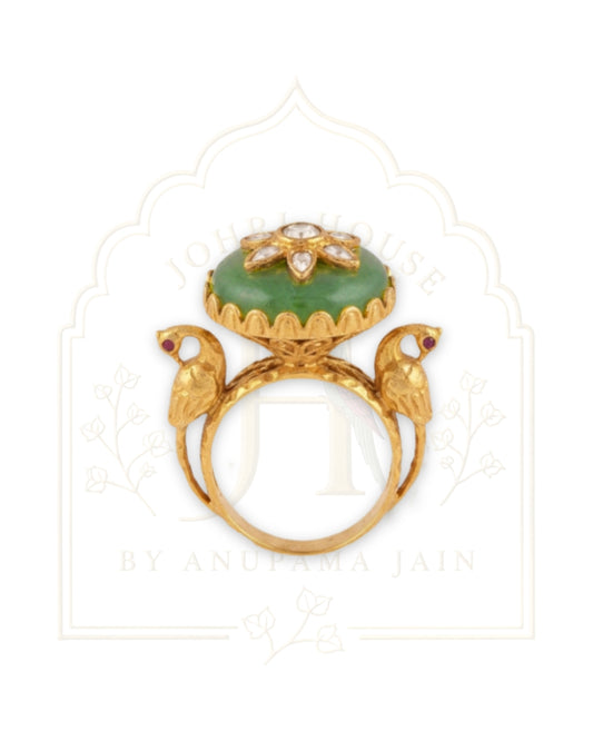 Regal Peacock & Quartz Statement Ring