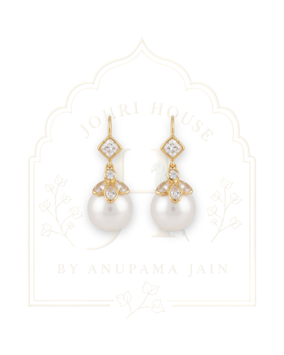Pearl Moissanite Polki Drop Earrings