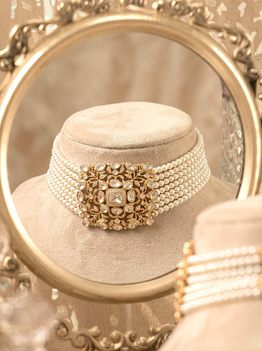 Maharani Multi-Strand Pearl & Polki Choker