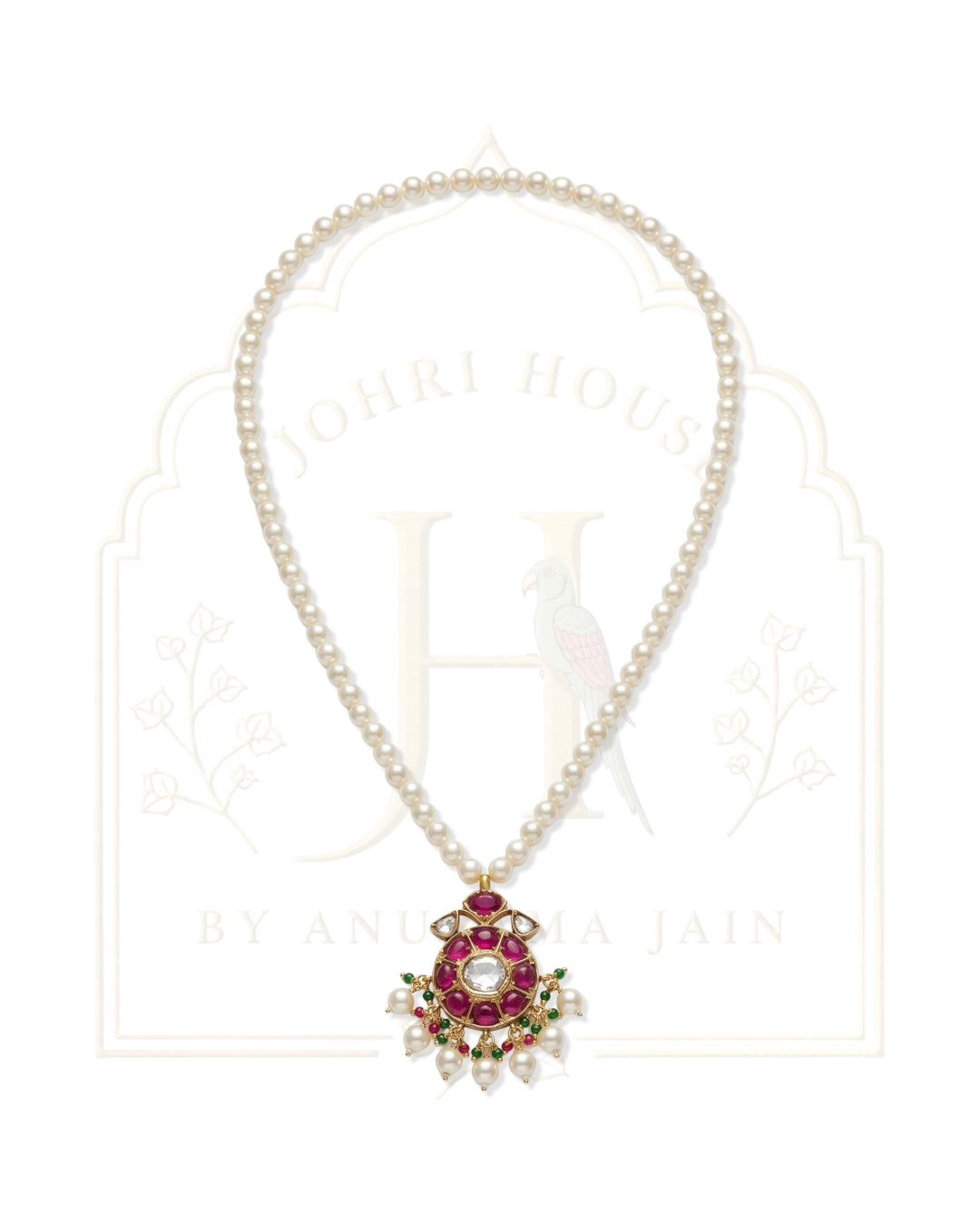 Gulabi Floral Medallion & Pearl Necklace