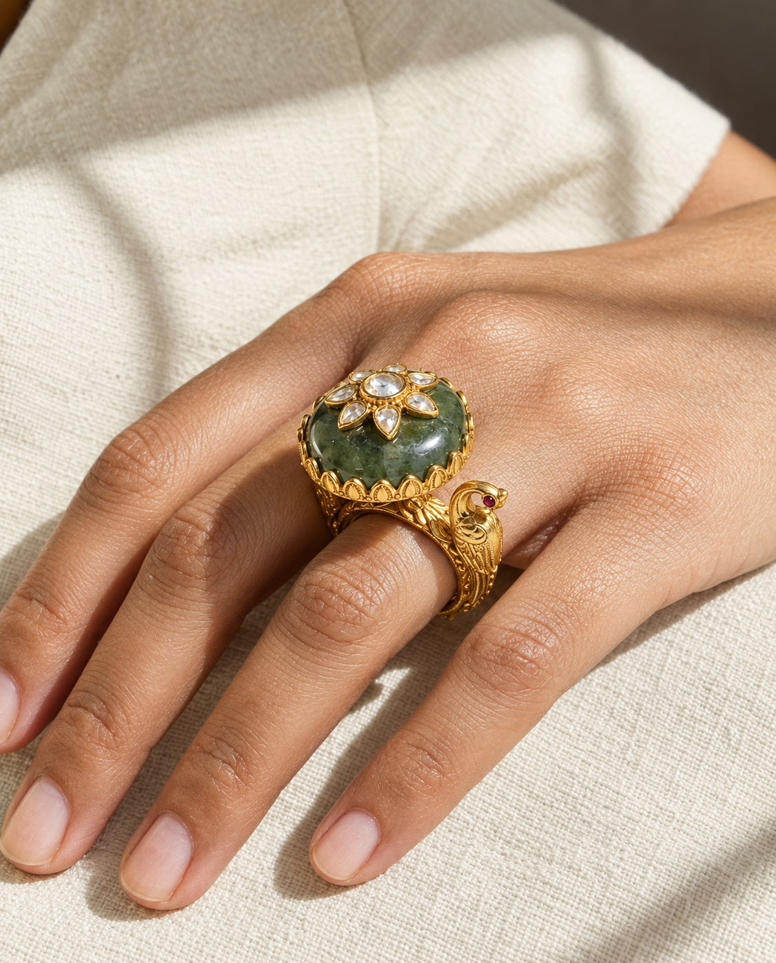 Regal Peacock & Polki Ring
