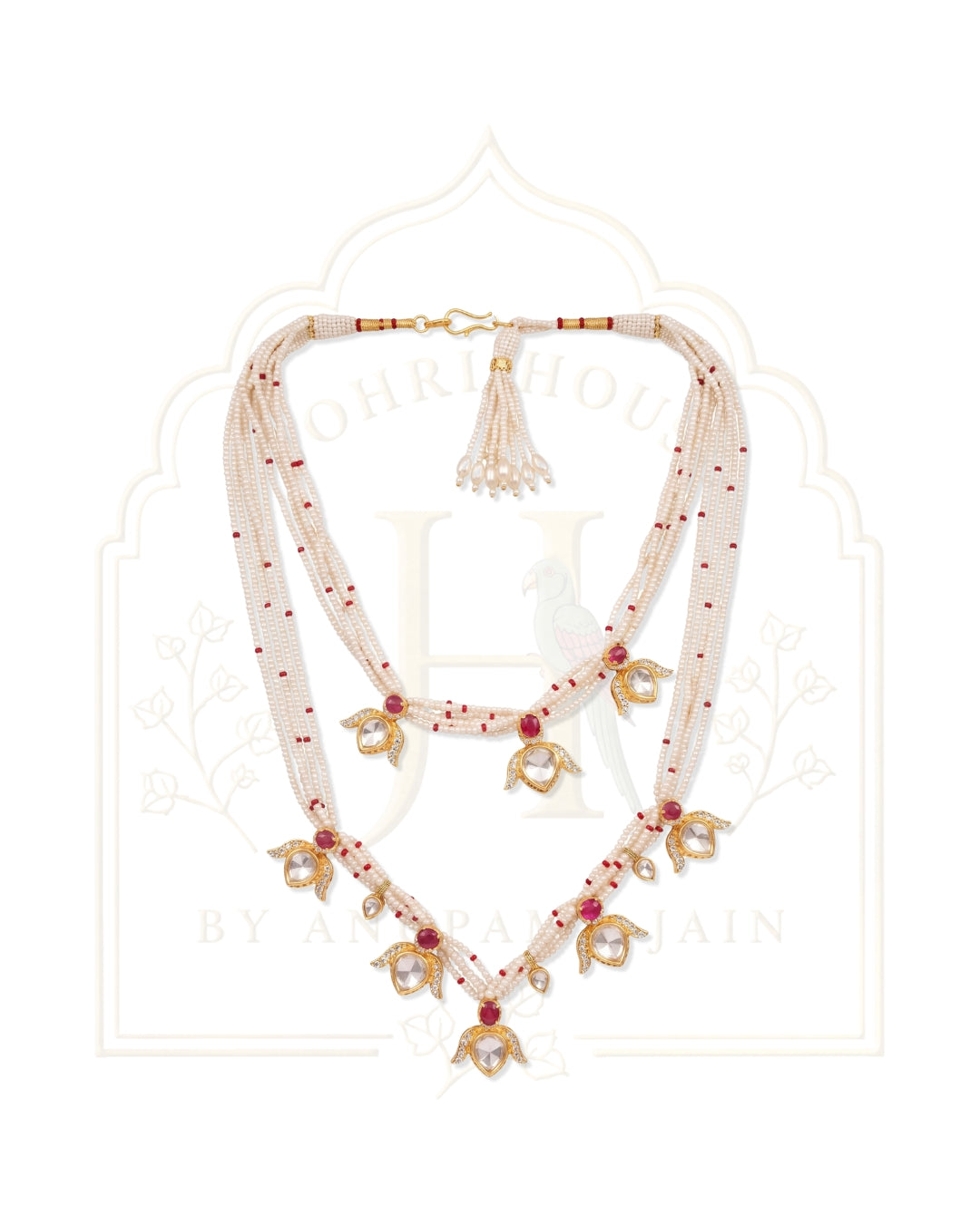 Moti Two-Layer Seed Pearl & Polki Necklace