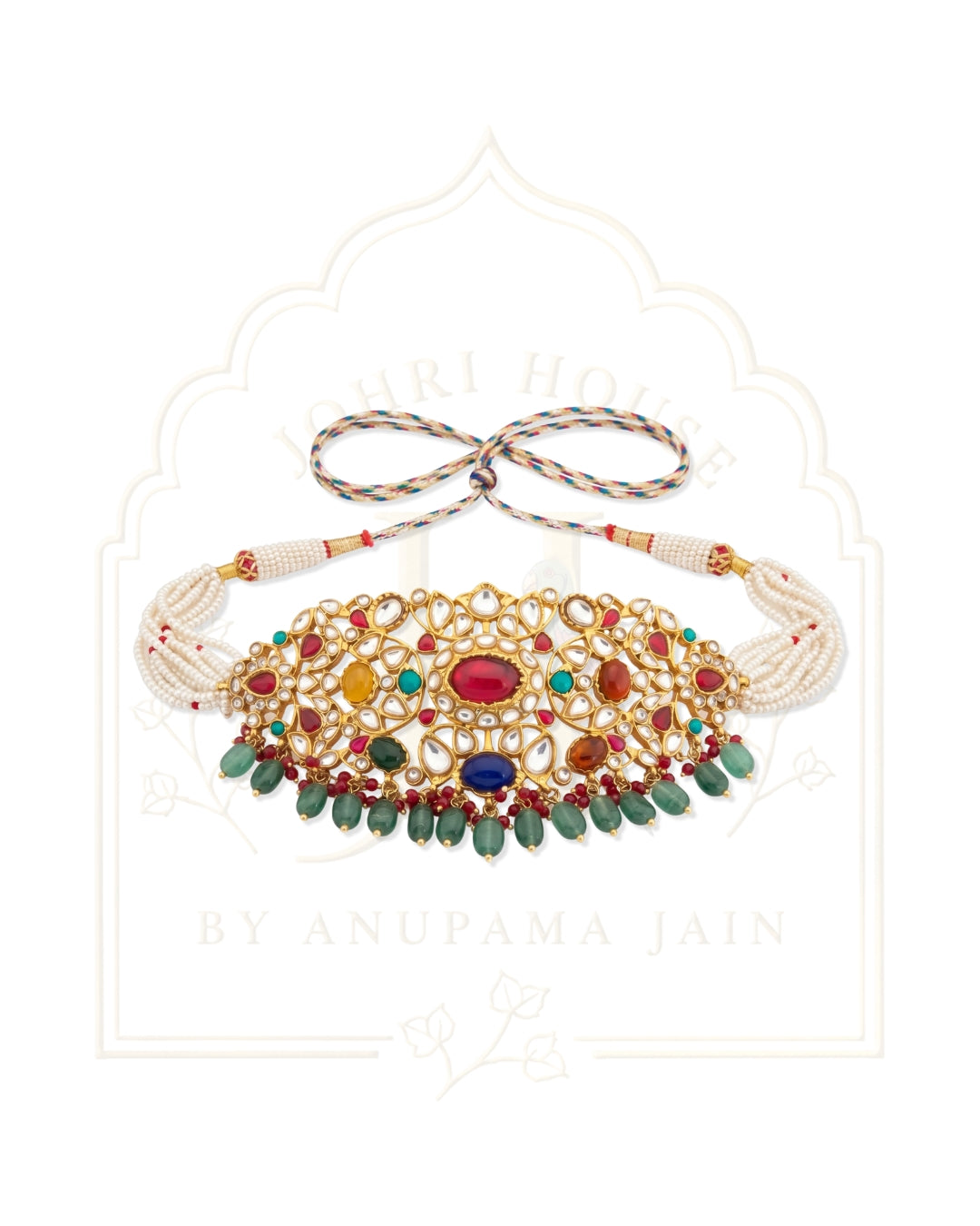 Navratna Regalia Pearl & Gemstone Choker
