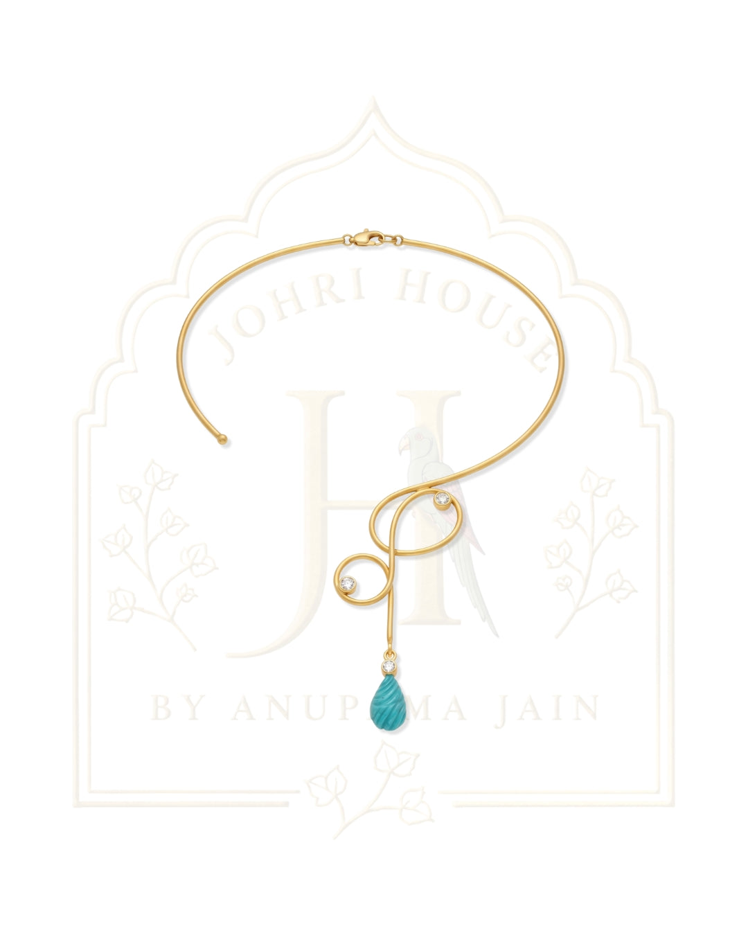 Firoza Sculptural Turquoise & Polki Open Collar