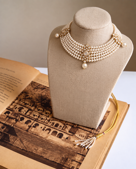 Noor Multi-Strand Pearl & Floral Polki Choker