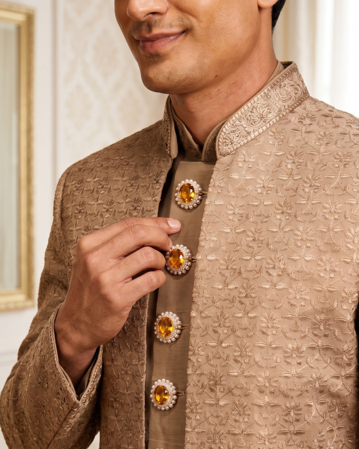 Regal Gold Cut Stone & Seed Pearl Guttapusalu Buttons