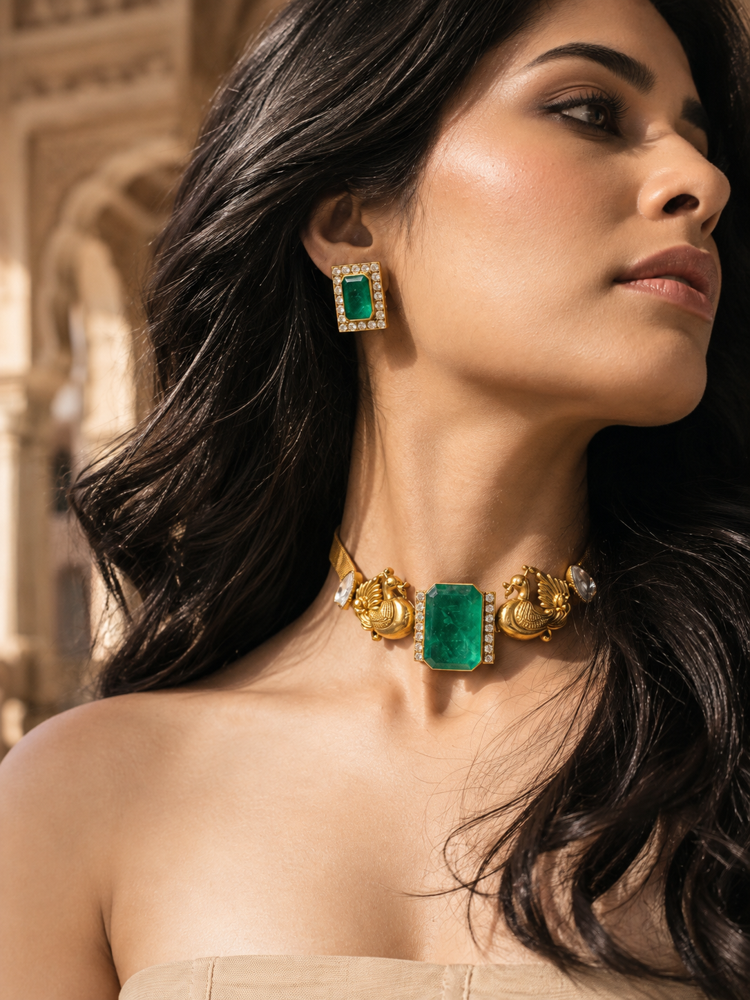 Emerald-Cut Pendant Gold Chain Choker