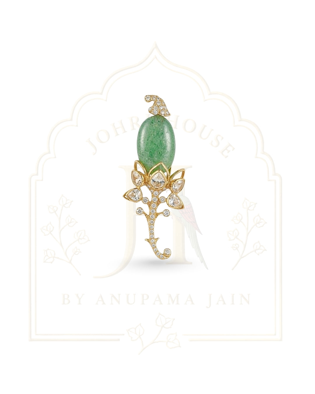 Classic Floral Jade & Polki Pin