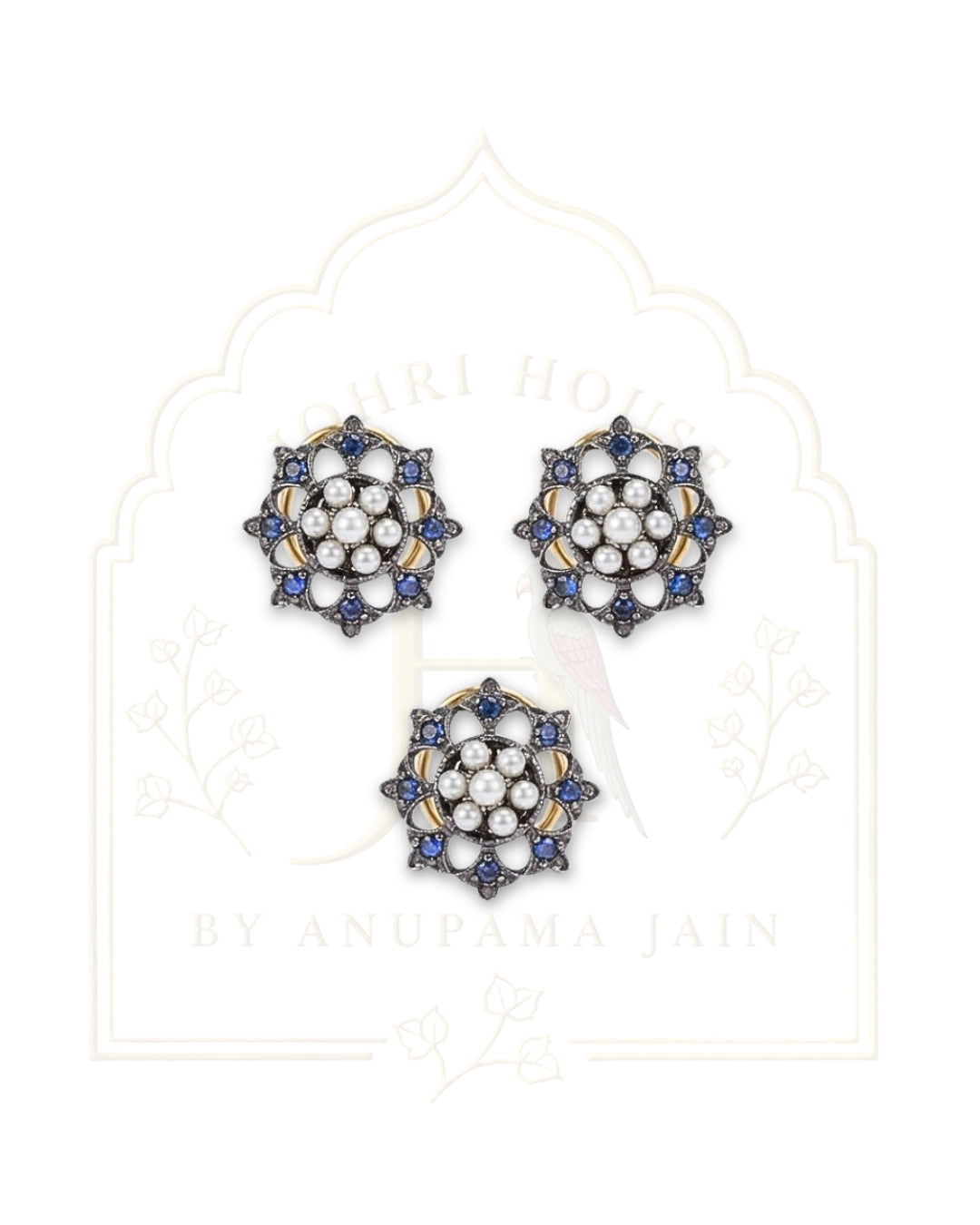Aurelia Vintage Blue Floral Men's Brooch Buttons