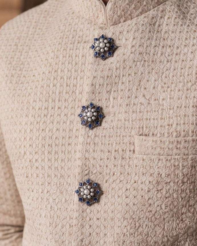 Aurelia Vintage Blue Floral Men's Brooch Buttons