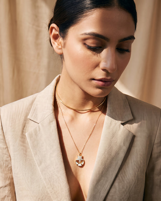 Traya Convertible Polki & Silver Necklace