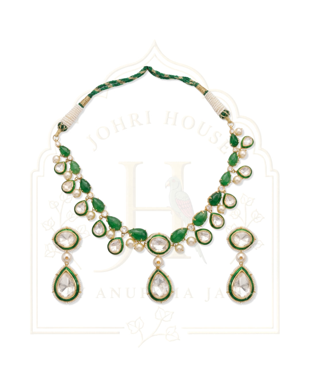 Royal Emerald Meenakari & Polki Set