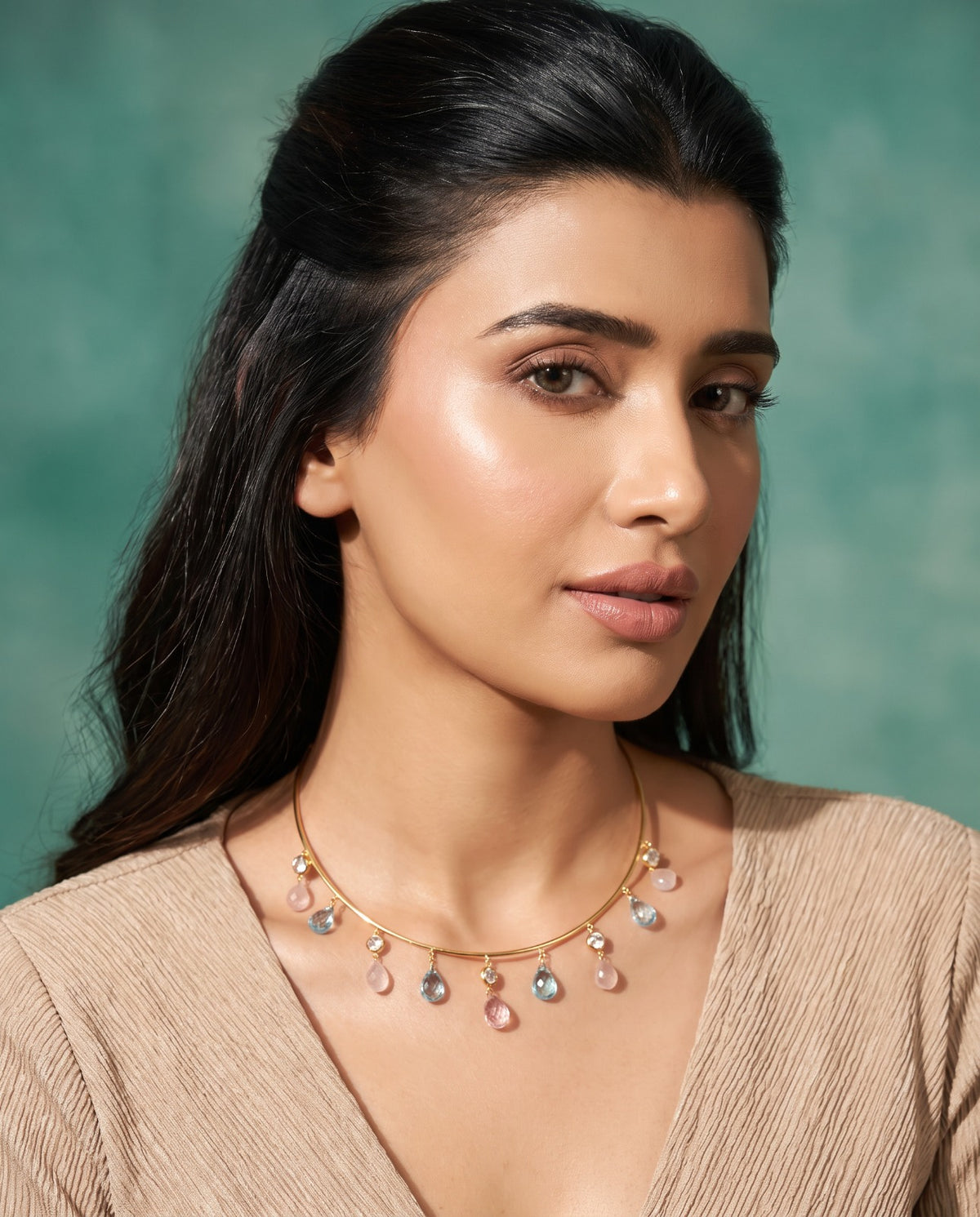Neelamari Rose Quartz & Aquamarine Neckwire