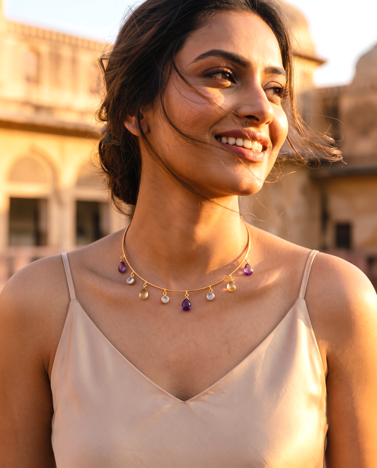 Yuvrani Amethyst & Citrine Contrast Neckwire