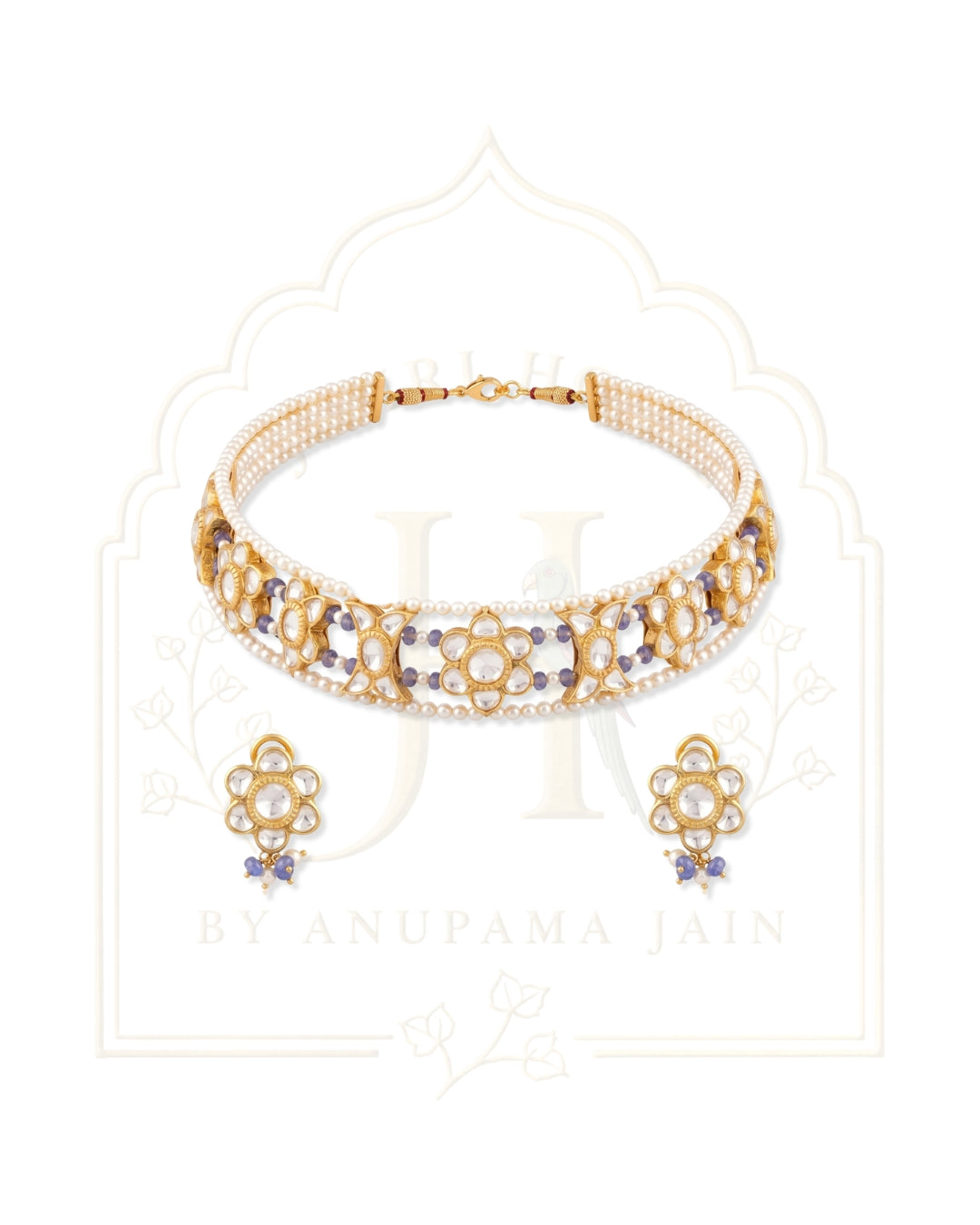 Domed Jaipur Kundan Tassel Necklace Set