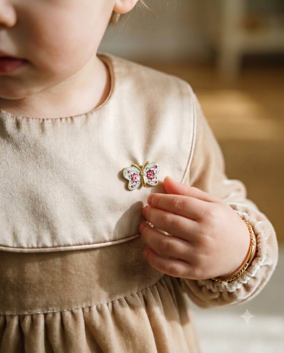 Kids Floral Butterfly Brooch