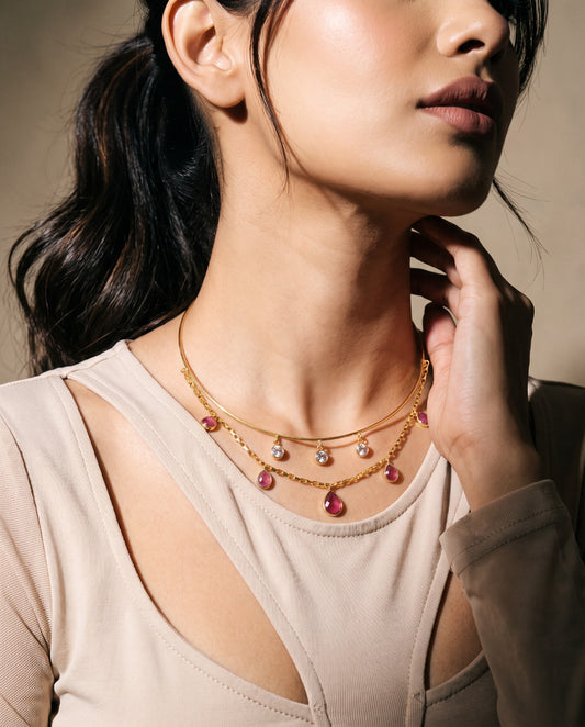Leela Tourmaline & Polki Cascade Necklace