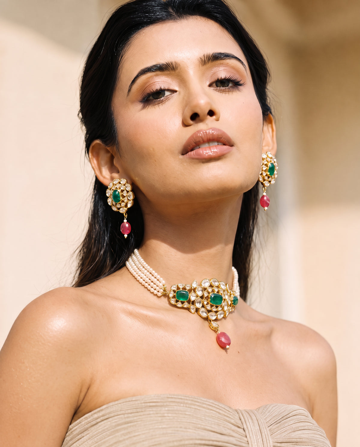 Royal Navratna Pearl Choker Set