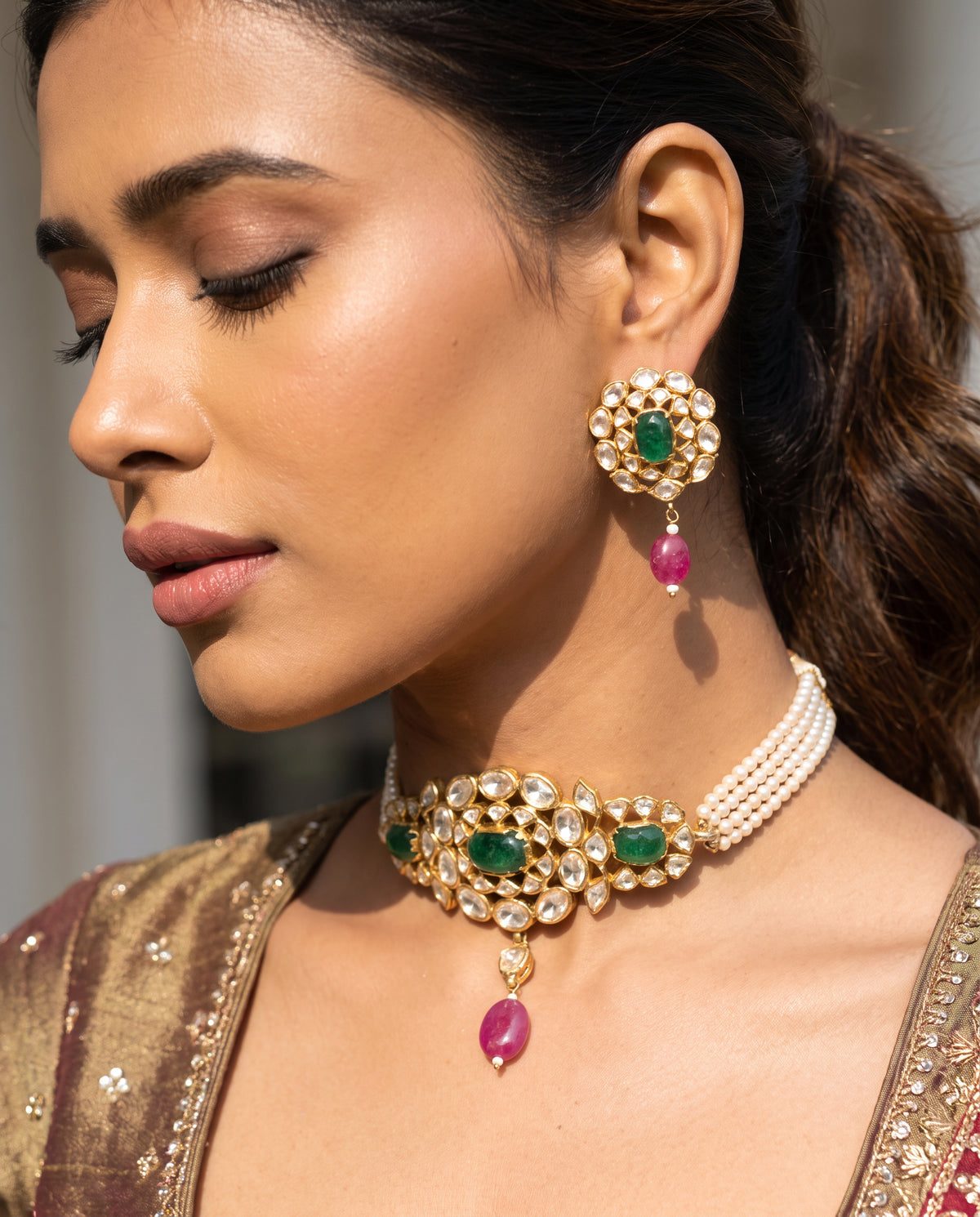 Royal Navratna Pearl Choker Set