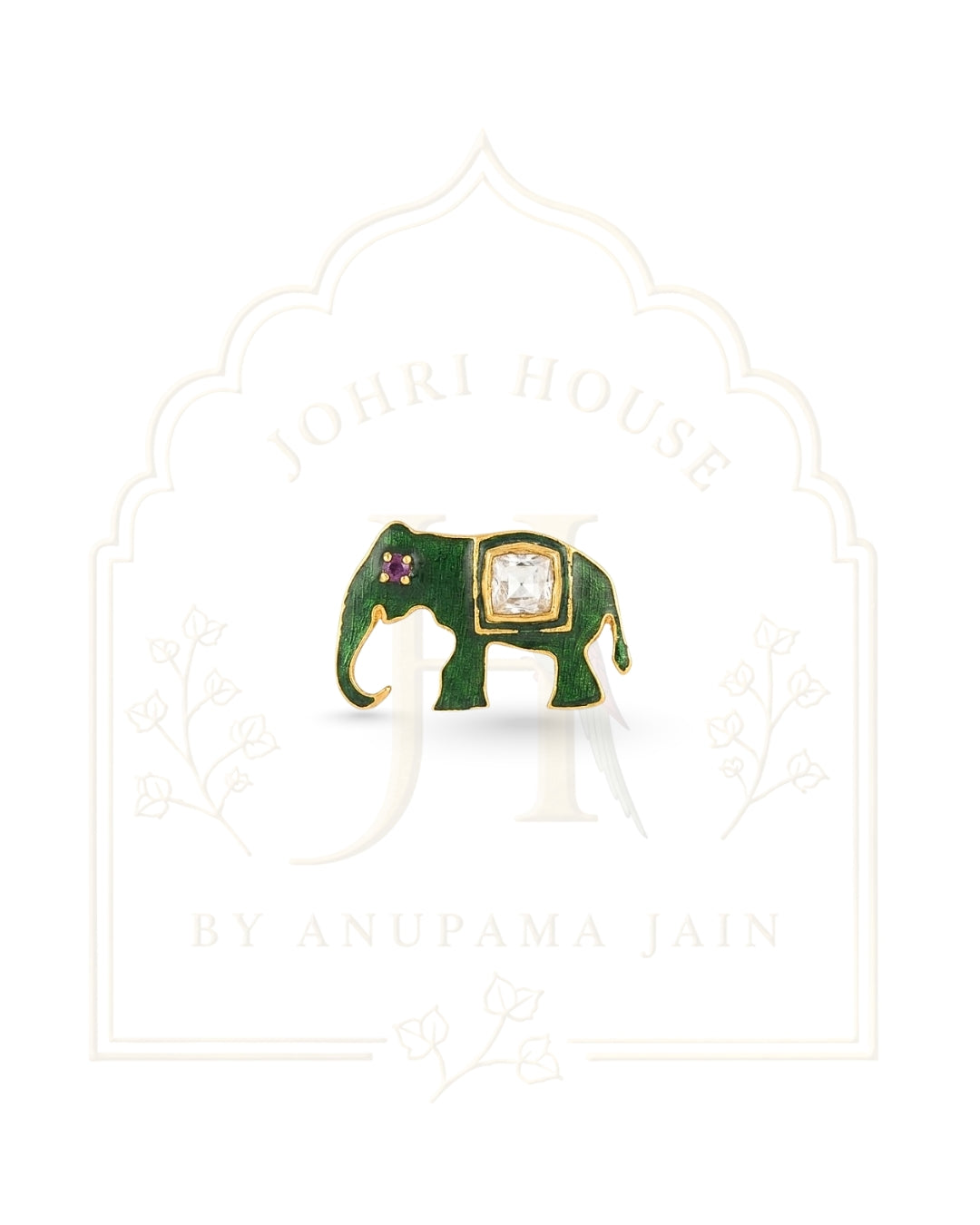 Kids Green Elephant Enamel Brooch