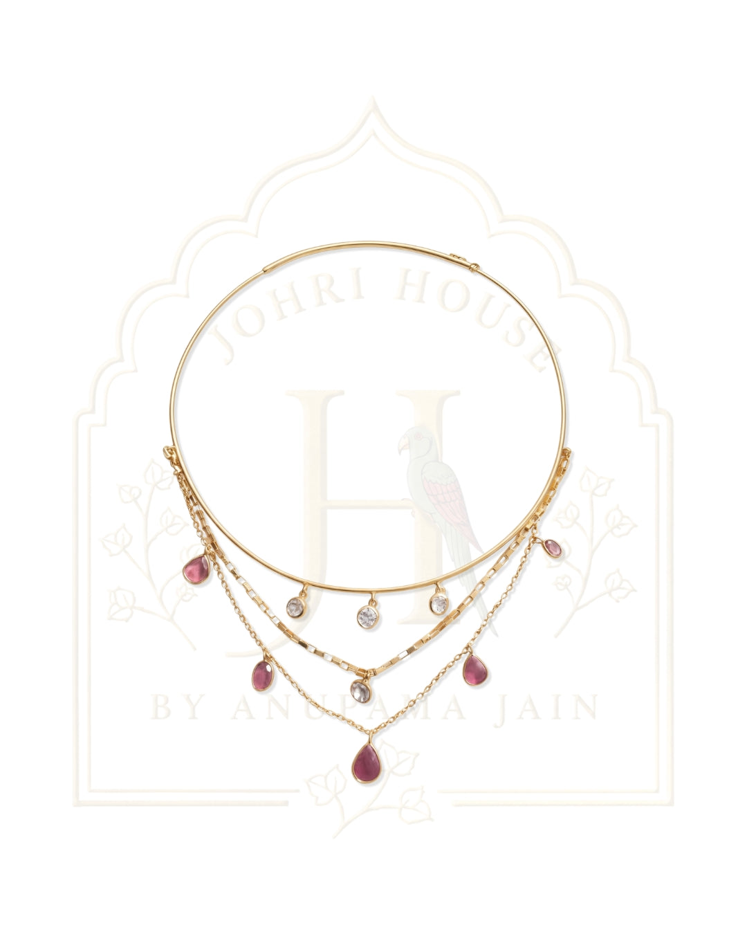 Maya Three-Layer Tourmaline & Polki Necklace