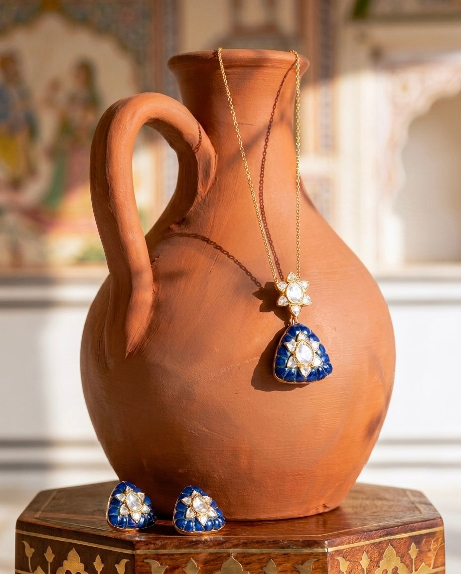 The Celestial Trillion Pendant & Earring Set