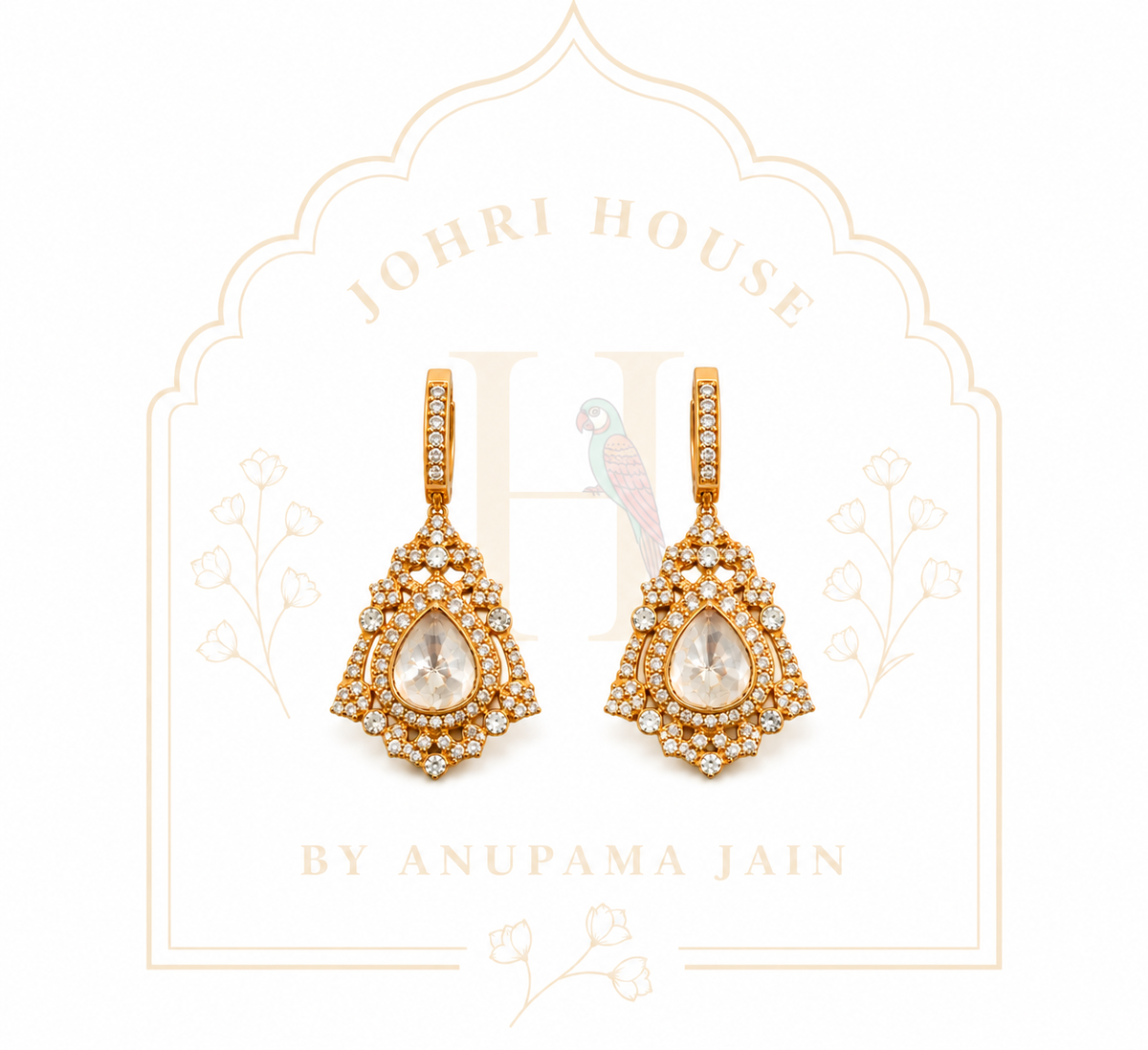 Regal Teardrop Polki Earrings