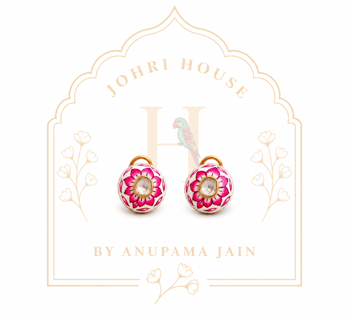 Pink Floral Enamel Earrings
