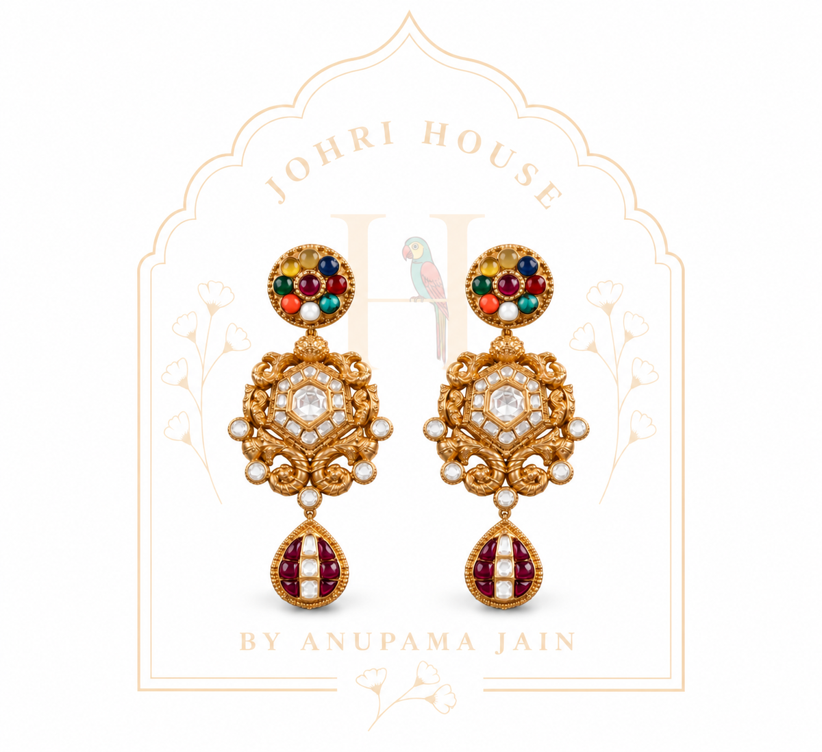 Navratan Heritage Statement Earrings