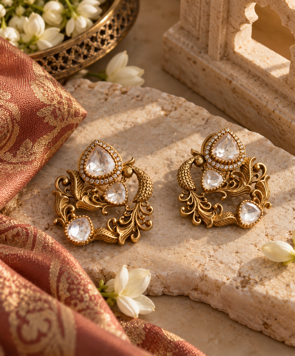 Royal Peacock Polki Statement Earrings