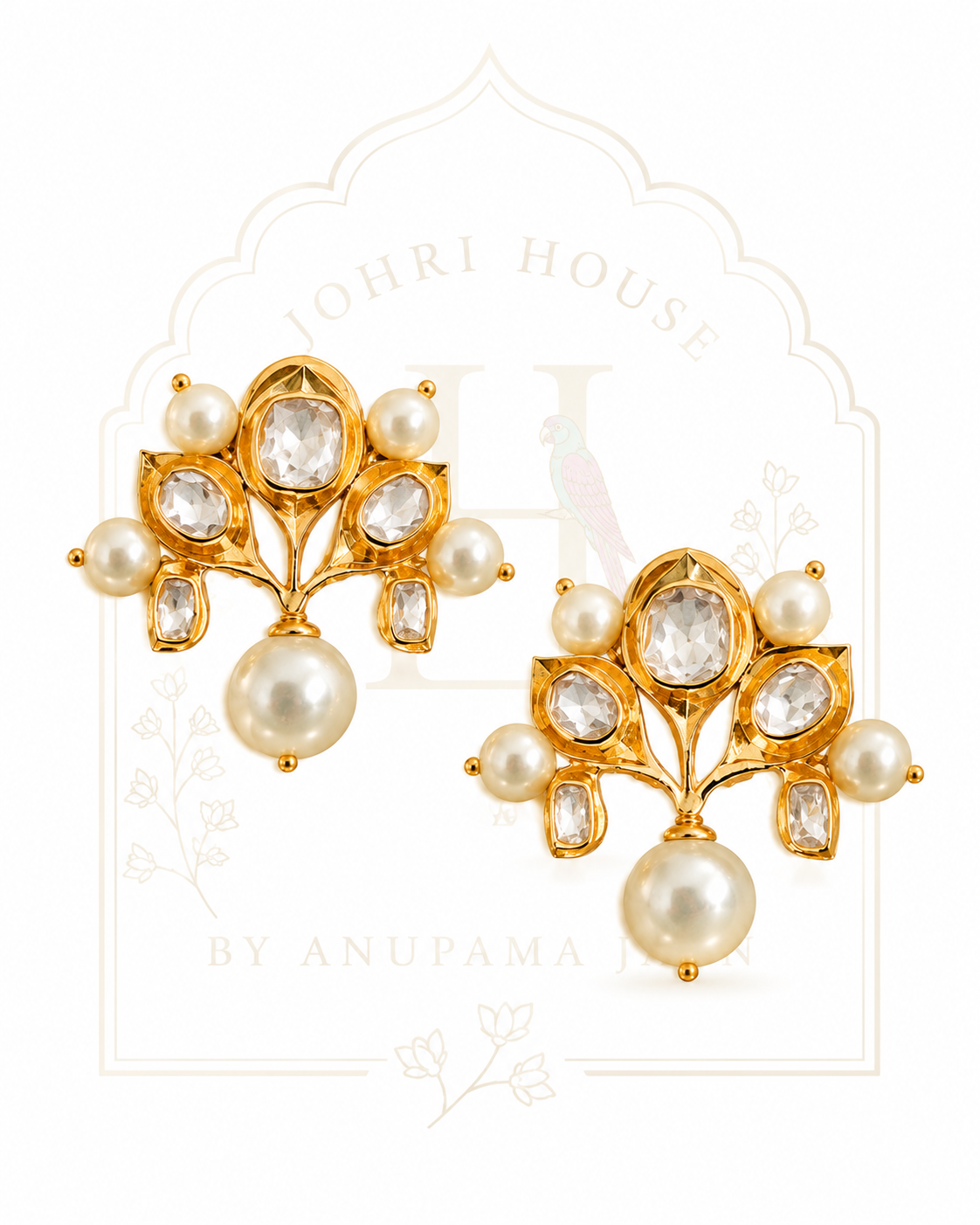 Royal Pearl & Polki Floral Earrings