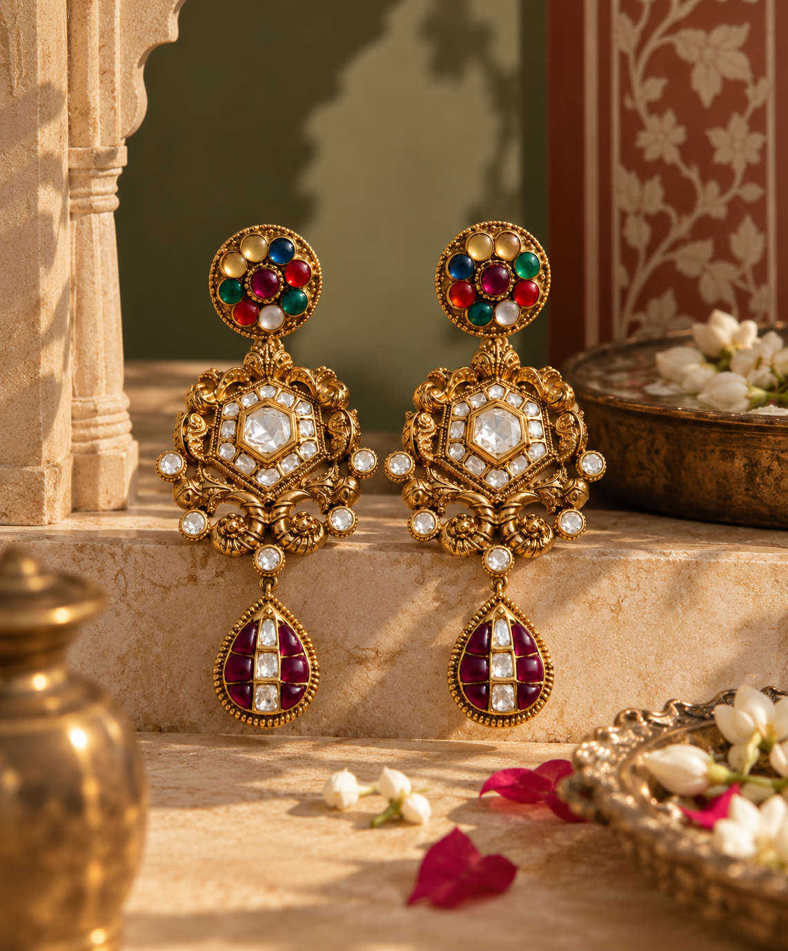 Navratan Heritage Statement Earrings
